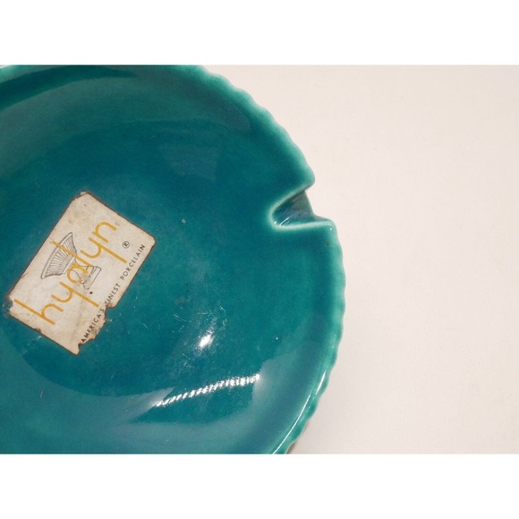 VTG MCM Hyalyn Pottery Ashtray Blue Porcelain Decor Western North Carolina 4" - Picture 4 of 10